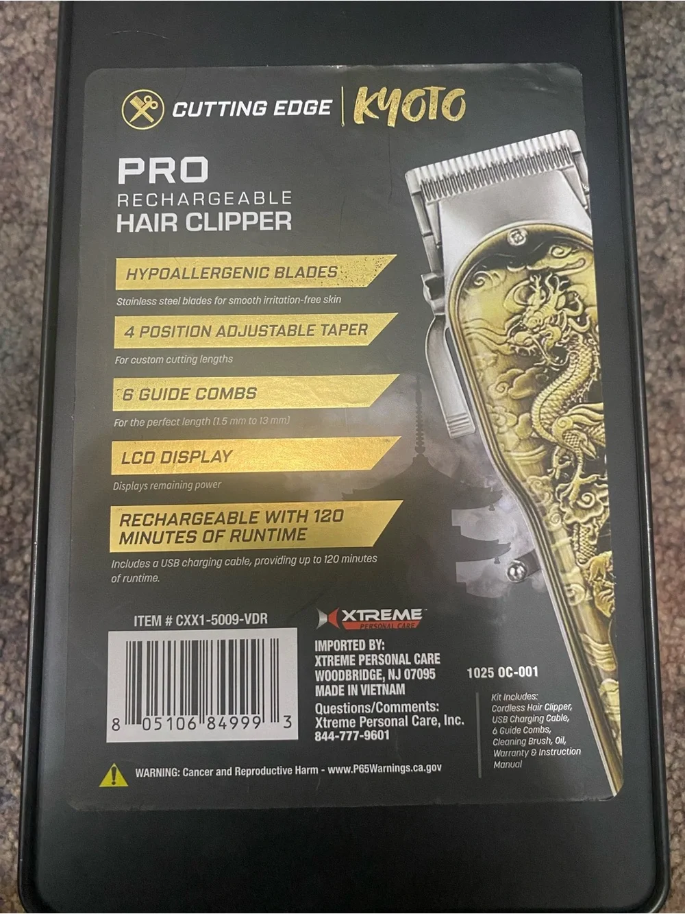 Pro Rechargeable Hair Clipper - Gold Dragon